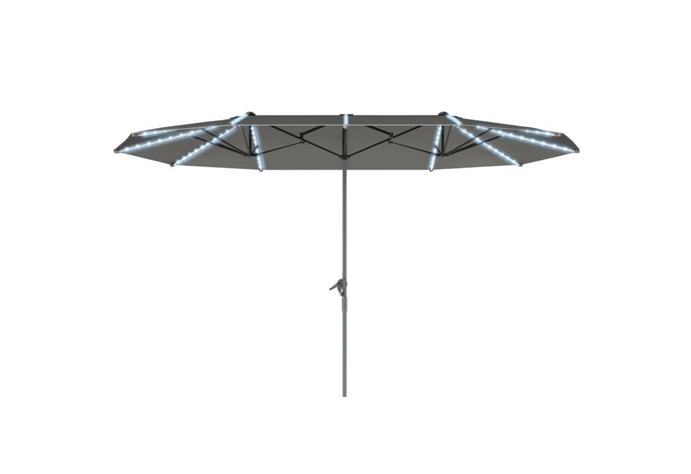 MC Star Sonnenschirm Doppelsonnenschirm mit Solar LED Lichtern 451x267 cm Aluminium UV 50+, mit Handkurbel, Balkonschirm windfest Marktschirm Sonnenschutz von MC Star
