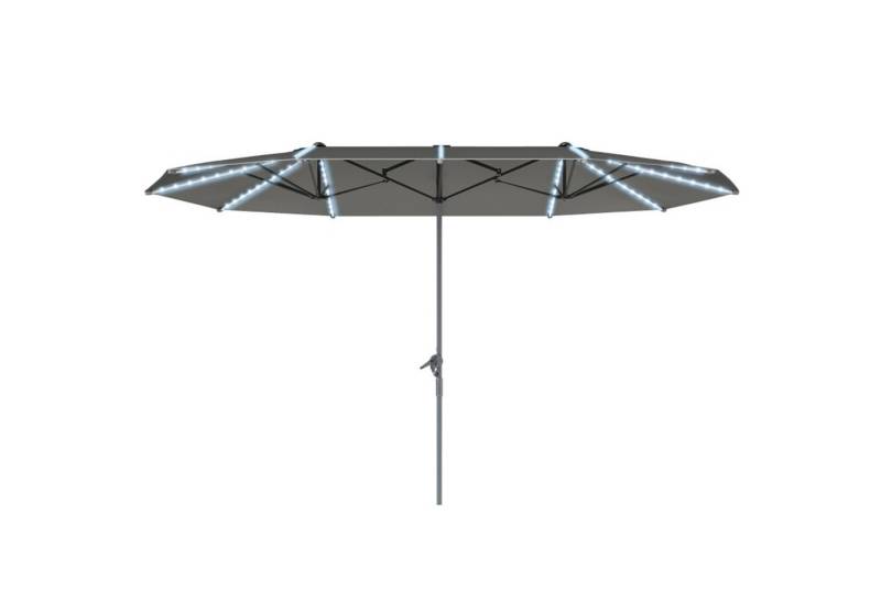 MC Star Sonnenschirm Doppelsonnenschirm mit Solar LED Lichtern 451x267 cm Aluminium UV 50+, mit Handkurbel, Balkonschirm windfest Marktschirm Sonnenschutz von MC Star