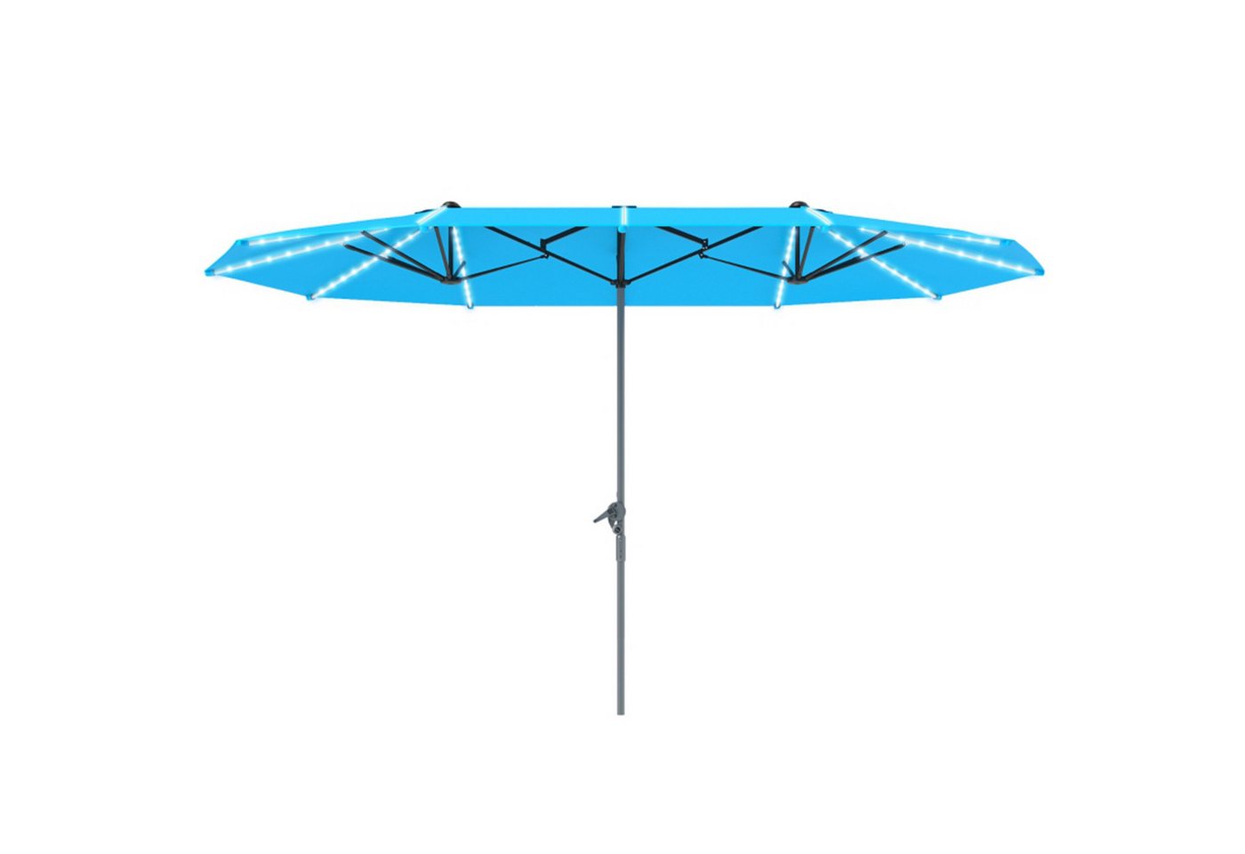 MC Star Sonnenschirm Doppelsonnenschirm mit Solar LED Lichtern 451x267 cm Aluminium UV 50+, mit Handkurbel, Balkonschirm windfest Marktschirm Sonnenschutz von MC Star