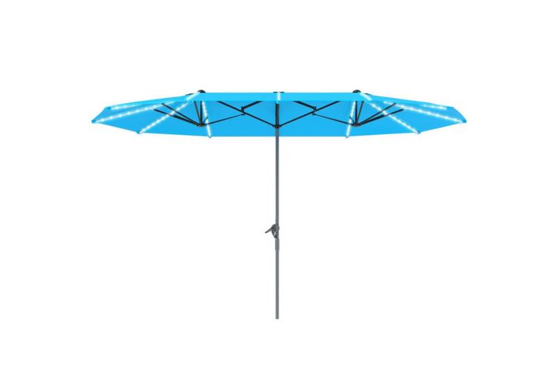 MC Star Sonnenschirm Doppelsonnenschirm mit Solar LED Lichtern 451x267 cm Aluminium UV 50+, mit Handkurbel, Balkonschirm windfest Marktschirm Sonnenschutz von MC Star