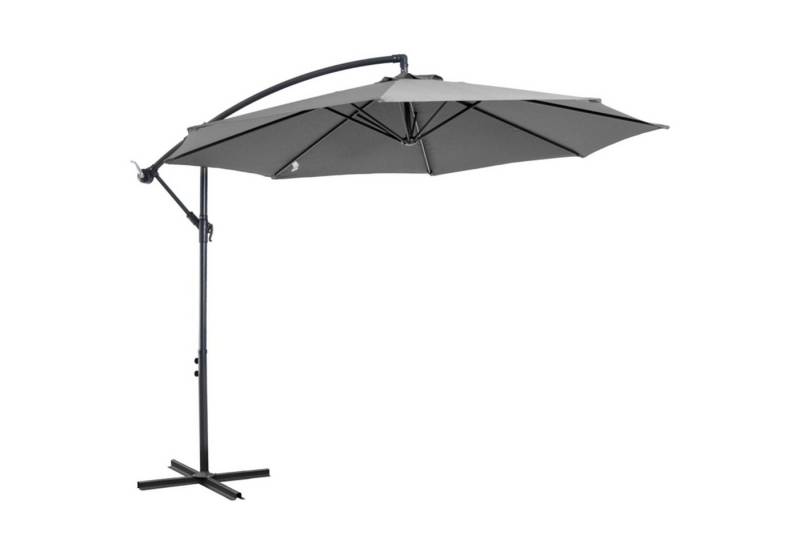 MC Star Sonnenschirm Kurbelschirm mit Stahlgestell und Polyestergewebe Grau, Ø2,95x2,45m für Garten Terrasse Balkon von MC Star