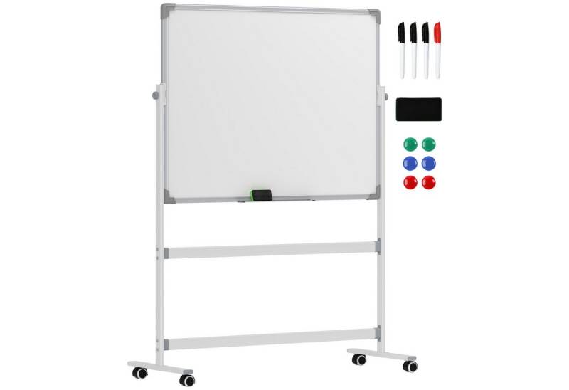 MC Star Standtafel Magnetisches Whiteboard 120 x 90 cm Doppelseitiges Magnettafel, (Rollen, 6 Marker & 1 Radierschwamm, 360° schwenkbare, 3-stufig verstellbare Magnetboard für Büro, Zuhause) von MC Star
