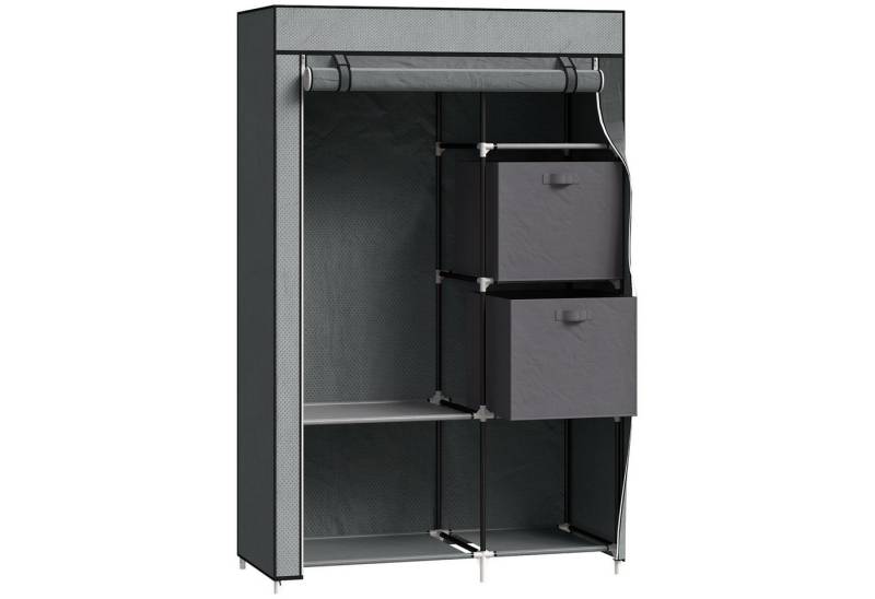 MC Star Stoffschrank Faltschrank mit Schubladen und Kleiderstange Dunkelgrau (mit Reißverschluss aus Vliesstoff für platzsparende Aufbewahrung) von MC Star