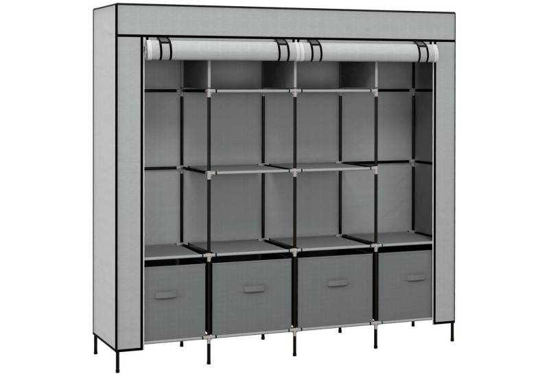 MC Star Stoffschrank Kleiderschrank mit Kleiderstange 10 Fächer 4 Schubladen (Garderobe Vlies-Optik dunkelgrau für Schlafzimmer & Flur) von MC Star