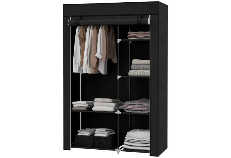 MC Star Stoffschrank Stoffkleiderschrank 6 Fächer Vliesoptik Faltgarderobe Schwarz (103x43x162,5cm) von MC Star