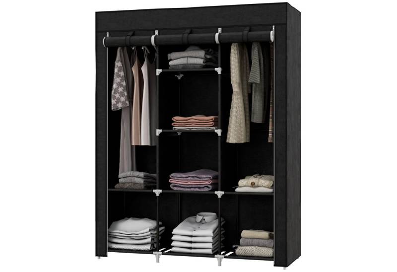 MC Star Stoffschrank mit Kleiderstange 8 Ebenen 125x43x162,5cm hellgrau platzsparender (Faltschrank für Flur & Schlafzimmer) von MC Star