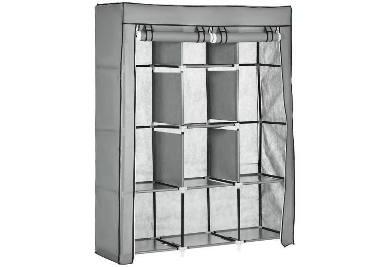 MC Star Stoffschrank mit Kleiderstangen, faltbare Garderobe 8 Ebenen, hellgrau (für Schlafzimmer & Flur) von MC Star