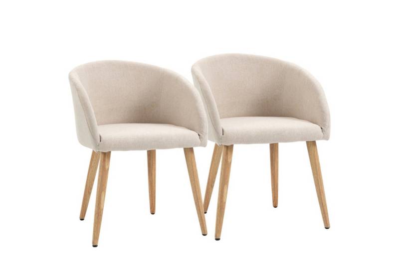 MC Star Stuhl 2er-Set gepolsterte Stühle, skandinavisches Design, Polsterstühle (mit Holzbeinen, rutschfeste Pads, 150 kg Belastbarkeit, Beige, 2 St) von MC Star