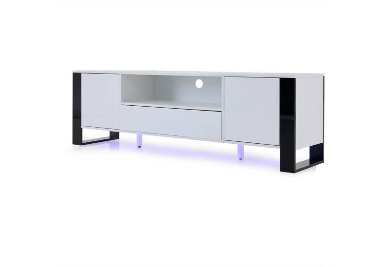 MC Star TV-Schrank Hochglanz in Weiß mit LED-Beleuchtung und Stauraum 178 cm (für bis zu 70-Zoll-TVs) von MC Star