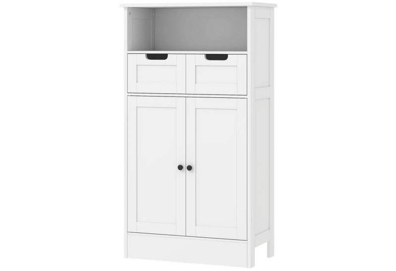 MC Star Unterschrank Badzimmerschrank, Badeschrank, Aufbewahrungsschrank mit verstellbar (Unterschrank mit 2 Schubladen, Türschrank, für Badezimmer, Wohnzimmer 60 x 30 x 108,8 cm, Weiß) von MC Star