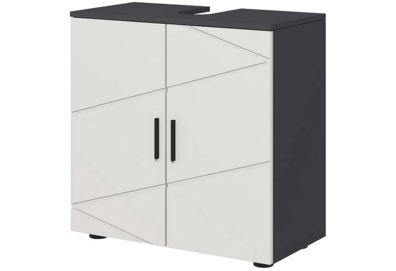 MC Star Waschbeckenunterschrank Unterschrank mit Verstellbarer Ablage, Waschtischunterschrank (mit Griff, Badunterschrank mit Kippschutz, Grau, 60 x 30 x 60 cm) von MC Star
