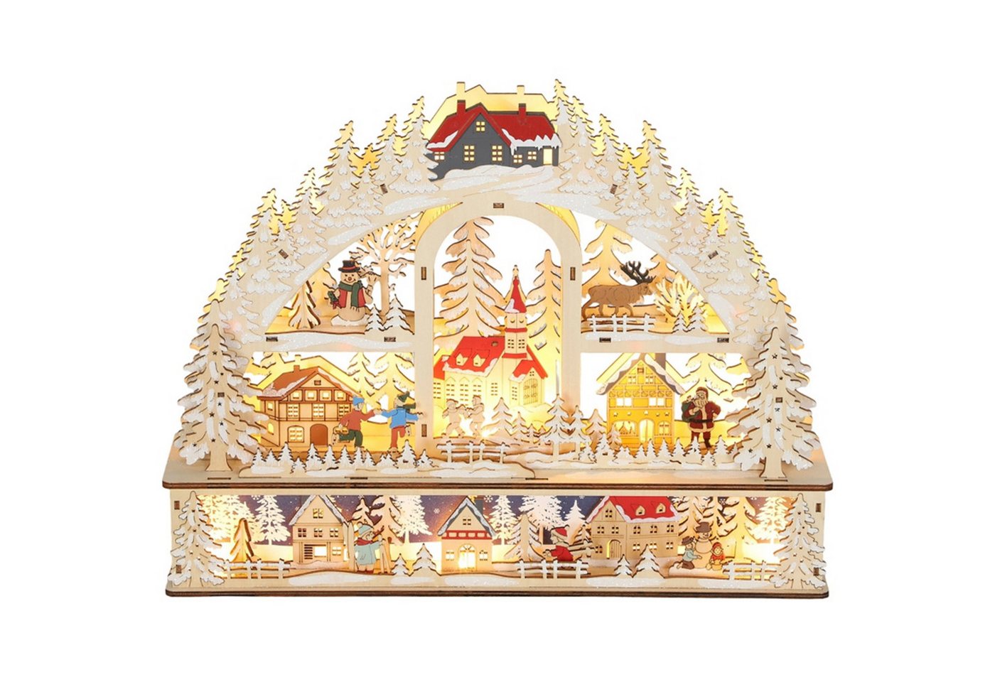 MC Star Weihnachtsdorf mit LED-Leuchtung, 45 cm Weihnachtsstadt mit Schneemann, Renntier und Bäume Naturholz MC Star Weihnachtsdorf mit LED-Leuchtung, 45 cm Weihnachtsstadt mit Schneemann, Renntier und Bäume Naturholz von MC Star