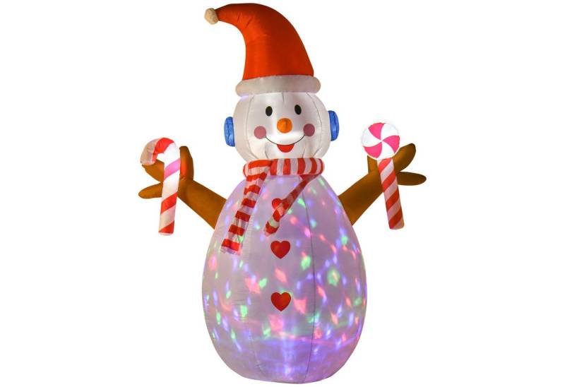 MC Star Weihnachtsfigur Aufblasbarer Schneemann 240 cm mit rotierender Beleuchtung von MC Star