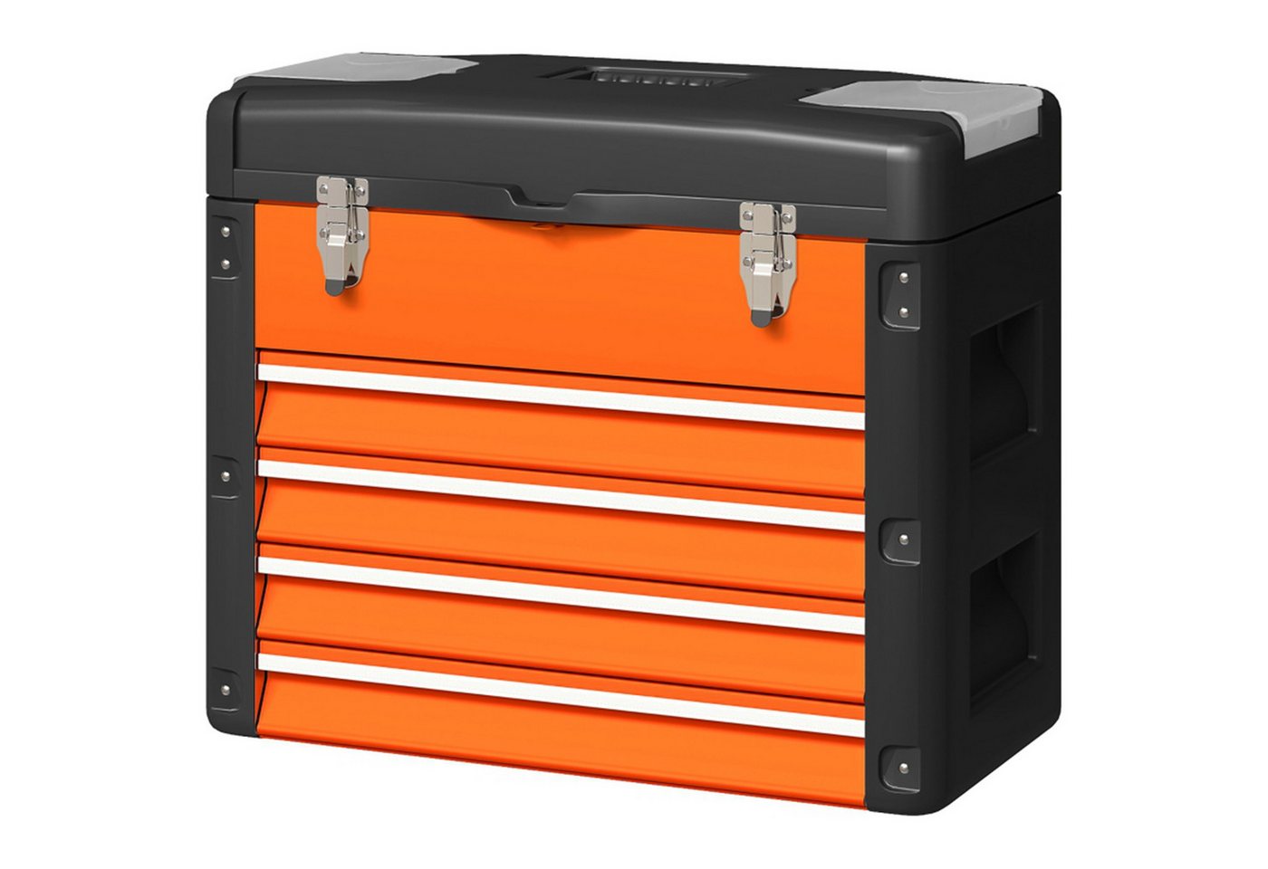 MC Star Werkzeugbox Werkzeugkiste leer, 49,7 x 25,3 x 40,7 cm Werkzeugkasten (Mini-Box, oberes Staufach, Handgriff, Werkzeugkoffer aus Stahl, Orange) von MC Star