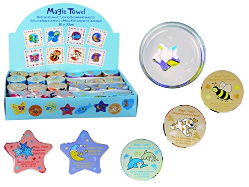 16er Set Magisches Zauber-Handtuch mit Tier Motiven Waschlappen Kinder-Geburtstag Mitgebsel Geschenk-Idee Party Gewinn Spiel Give-aways (16er Set Tiere) von MC-Trend