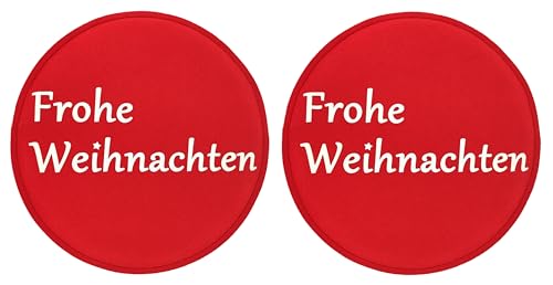 MC-Trend Sitzkissen X-Mas Set rund mit Füllung aus Filz in rot mit Aufdruck Ø 35 cm Stuhlkissen für Weihnachten Stuhl Deko Stuhlauflage Christmas Sitzauflage Weihnachtsmarkt von MC-Trend