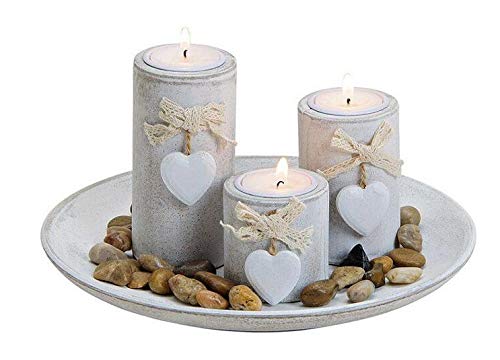 3er Set Teelichthalter Holztablett Windlicht Landhausstil Vintage Tisch-Deko Shabby Chic Geschenk-Idee 3er Set Teelichthalter Holztablett Windlicht Landhausstil Vintage Tisch-Deko Shabby Chic Geschenk-Idee von MC-Trend