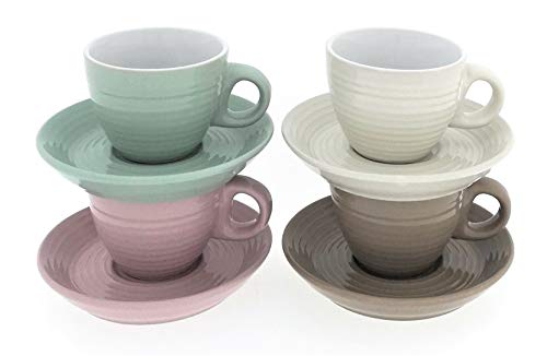 4er Set Espressotassen aus Porzellan einfarbig in 4 edlen Farben Tasse Becher Espresso Kaffee Bistro Gastro Event Küche Kantine von MC-Trend