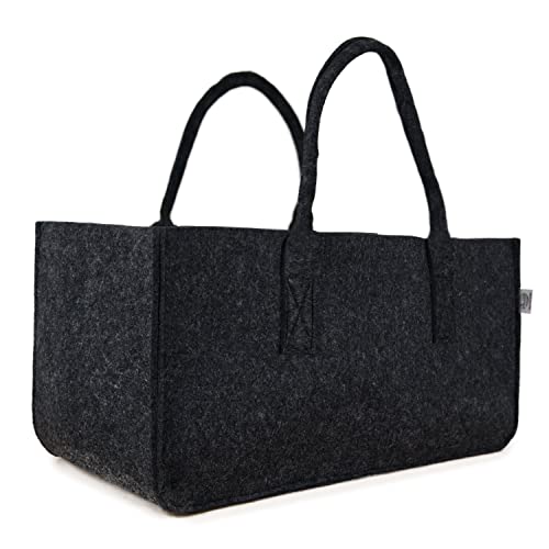 MC-Trend 10er Set große Filztasche in anthrazit 50x25x25cm Kaminholztasche Kaminholzkorb Filzkorb Einkaufskorb Zeitungskorb Shopper Aufbewahrung Korb für Holz Zeitungen Kaminholz Plotten(10er Set) von MC-Trend