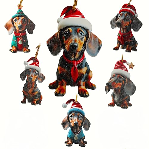 MC-Trend 24 Stück Weihnachtsbaum-Deko im Dackel-Design – Lustiger Christbaumschmuck für eine besondere Weihnachtsdeko (24) von MC-Trend