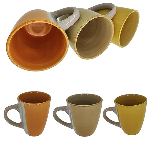 MC-Trend 6er Tassenset Becherset Keramikserie sortiert Ø 9cm Keramik 300 ml große moderne Tassen für Kaffee Tee Milch Heißgetränke Kaltgetränke Zeitlos Geschenk von MC-Trend