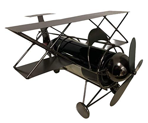 MC-Trend Flaschenhalter für Weinflaschen - Flugzeug - aus hochwertigem Metall │ideales Geburtstag-Geschenk │Doppeldecker │Propellerflugzeug │wundervolles Geschenk für Piloten │Flugsport von MC-Trend