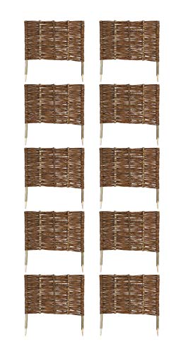 MC.Sammler 10 x Beeteinfassung aus Weide 16 Größen (Länge: 60 cm Höhe: 40 cm) Weidenzaun Rasenkante Beetbegrenzung Steckzaun imprägniert mit Buchepflöcken für leichtes Einsetzen Palisade von MC.Sammler