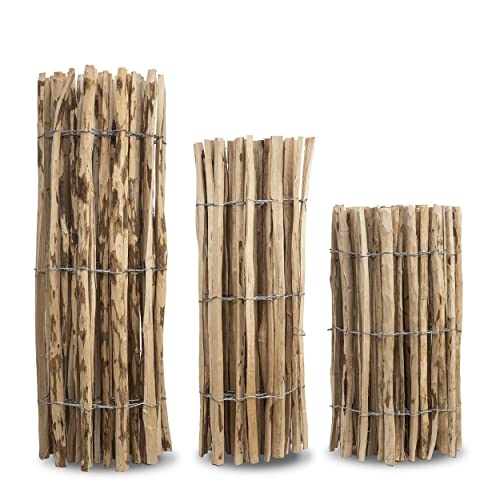 MC.Sammler Staketenzaun in 26 Größen - Holzzaun aus Haselnuss - Gartenzaun Holz Höhen 50 cm - 150 cm Länge 5/10 Meter - Kastanienzaun für Garten (Höhe: 150 cm X Länge: 300 cm, Lattenabstand: 3-4 cm) von MC.Sammler