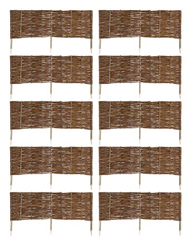 MC.Sammler 10 x Beeteinfassung aus Weide 16 Größen (Länge: 120 cm Höhe: 40 cm) Weidenzaun Rasenkante Beetbegrenzung Steckzaun imprägniert mit Buchepflöcken für leichtes Einsetzen Palisade von MC.Sammler