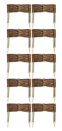 MC.Sammler 10 x Beeteinfassung aus Weide 16 Größen (Länge: 30 cm Höhe: 10 cm) Weidenzaun Rasenkante Beetbegrenzung Steckzaun imprägniert mit Buchepflöcken für leichtes Einsetzen Palisade von MC.Sammler