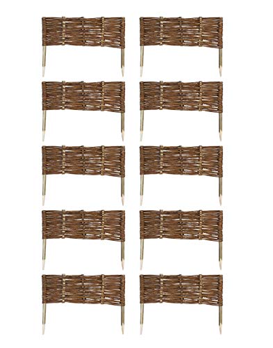 MC.Sammler 10 x Beeteinfassung aus Weide 16 Größen (Länge: 60 cm Höhe: 20 cm) Weidenzaun Rasenkante Beetbegrenzung Steckzaun imprägniert mit Buchepflöcken für leichtes Einsetzen Palisade von MC.Sammler