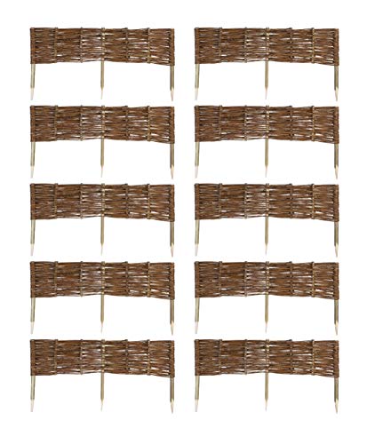 MC.Sammler 10 x Beeteinfassung aus Weide 16 Größen (Länge: 100 cm Höhe: 20 cm) Weidenzaun Rasenkante Beetbegrenzung Steckzaun imprägniert mit Buchepflöcken für leichtes Einsetzen Palisade von MC.Sammler