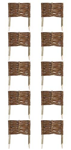 MC.Sammler 10 x Beeteinfassung aus Weide 16 Größen (Länge: 30 cm Höhe: 20 cm) Weidenzaun Rasenkante Beetbegrenzung Steckzaun imprägniert mit Buchepflöcken für leichtes Einsetzen Palisade von MC.Sammler