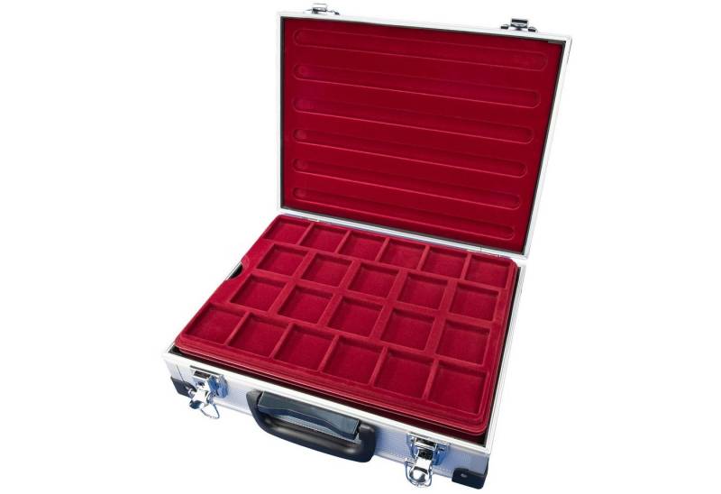 MC.Sammler Aufbewahrungsbox MC.Sammler Alu Münzkoffer inkl 5 Münztableaus verschiedene Varianten, 161 Fächer - Eckig von MC.Sammler