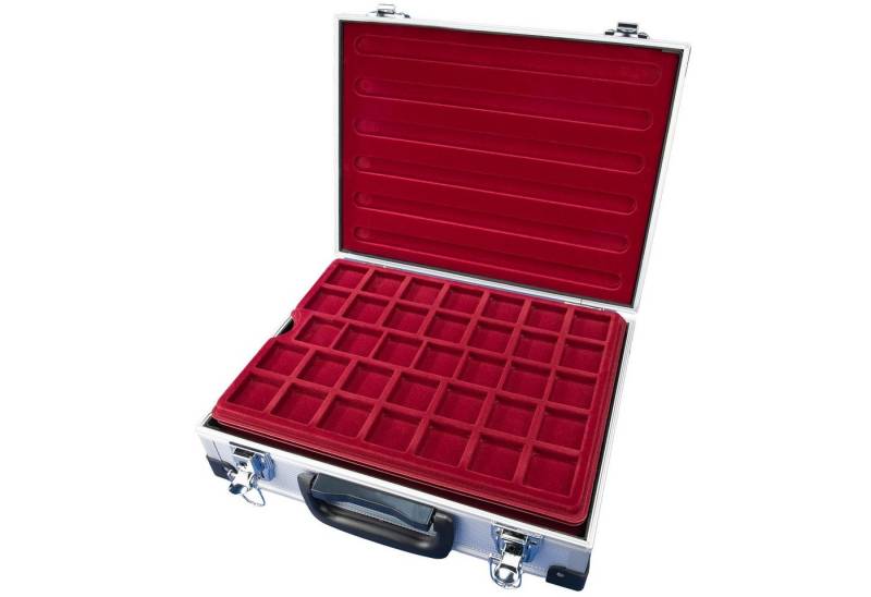 MC.Sammler Aufbewahrungsbox MC.Sammler Alu Münzkoffer inkl 5 Münztableaus verschiedene Varianten, 175 Fächer - 36x36mm von MC.Sammler