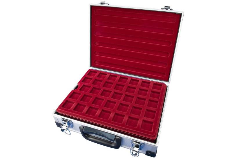 MC.Sammler Aufbewahrungsbox MC.Sammler Alu Münzkoffer inkl 5 Münztableaus verschiedene Varianten, 195 Fächer - 32x32mm von MC.Sammler