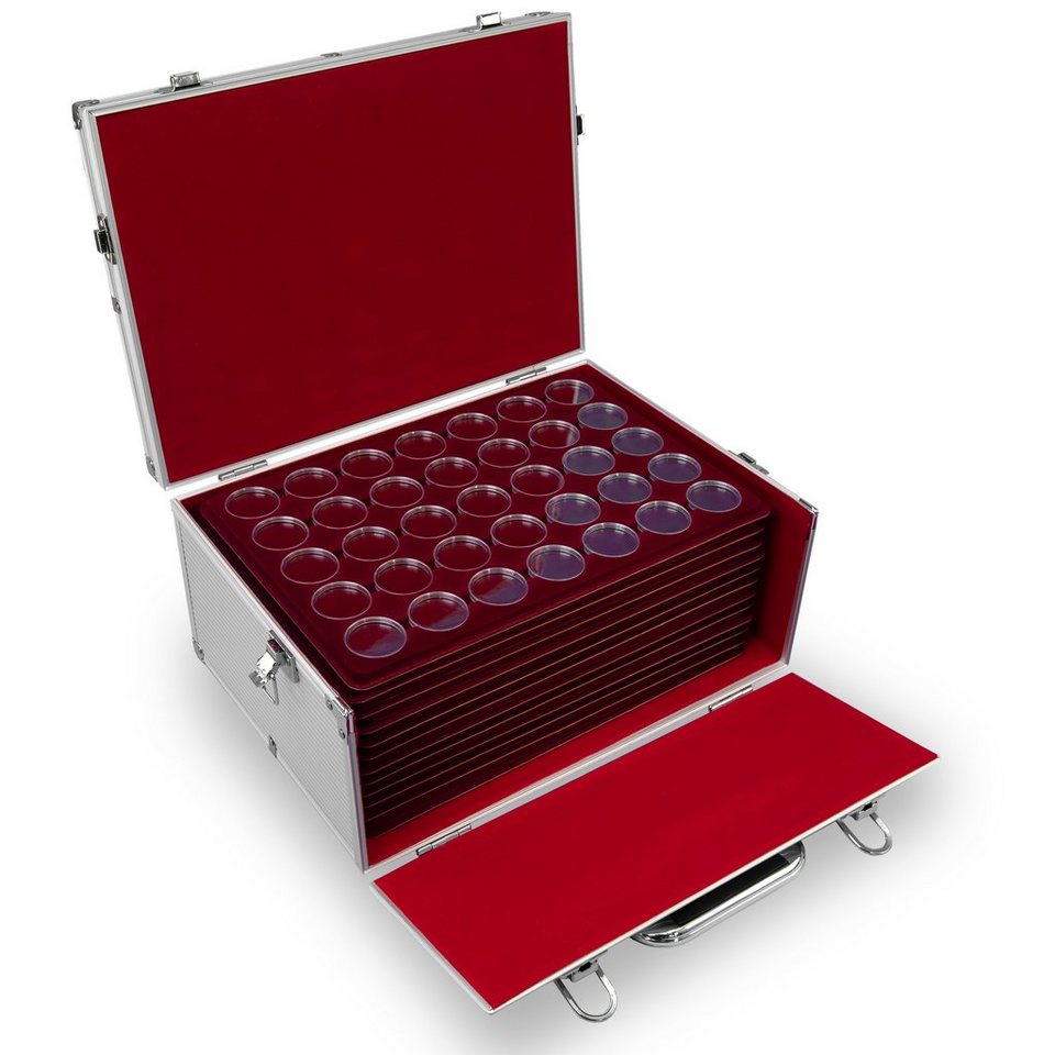 MC.Sammler Aufbewahrungsbox inkl 11 Tableaus für 385 Stk 10, 20, 25 Euro, 10 DM Münzen in Kapseln, mit 385 Münzkapseln 32,5mm von MC.Sammler