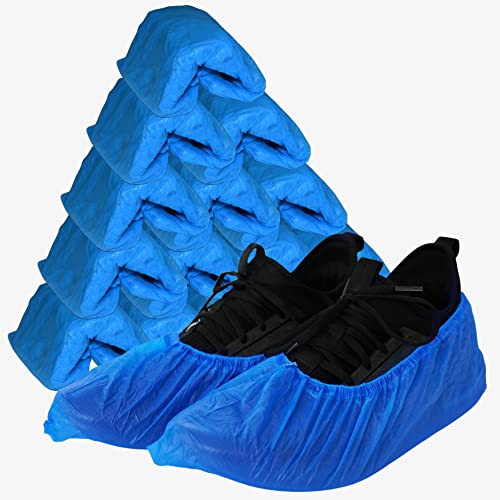 MC -100 Stück Einweg-Schuhüberzieher 3,2 g (40 x 15) aus CPE Robust und wasserdicht für den Innen- und Außenbereich, Fitnessstudio, Schwimmbad. Universalgröße, blau von MC