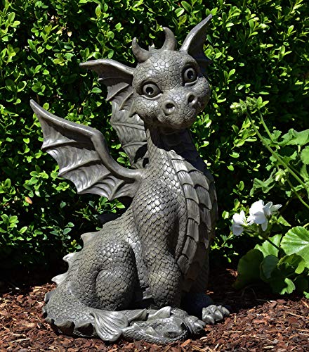 MC Gartenfigur Gartendrache - Modell sitzend XL - Fantasy Figur Deko Drache Garten von MC