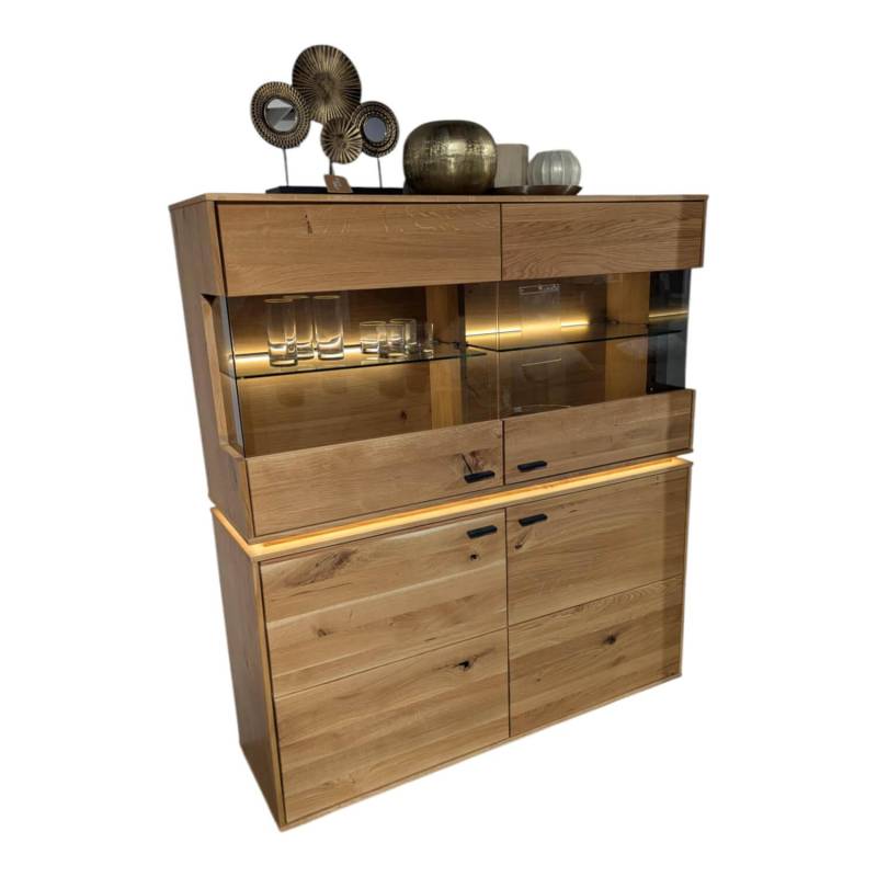 Highboard Como Wildeiche Geölt Teilmassiv mit LED-Beleuchtung von MCA Furniture