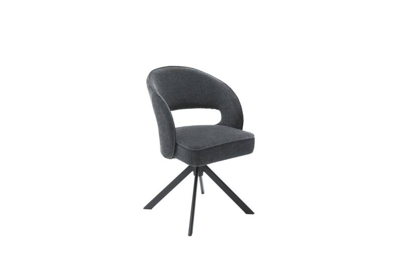 MCA Furniture Stuhl Nicoya, Stoff Chenille-Optik dunkelgrau, 4-Fuß-Gestell schwarz matt, 360 Grad drehbar von MCA Furniture