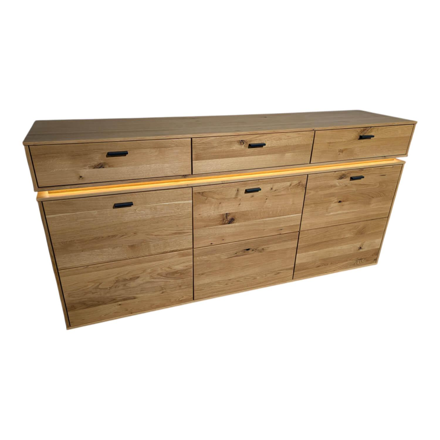 Sideboard Como Wildeiche Geölt Teilmassiv mit LED-Beleuchtung von MCA Furniture