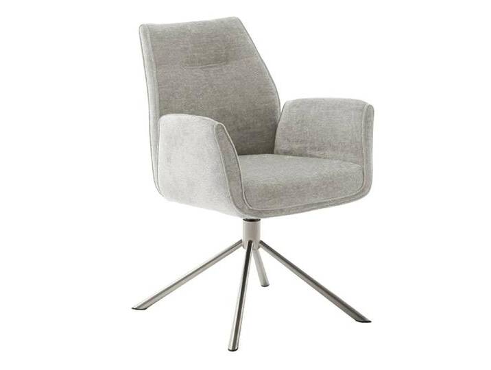 2er Set Stuhl Diveria mit Armlehnen Edelstahl drehbar taupe / sandfarben von MCA-furniture
