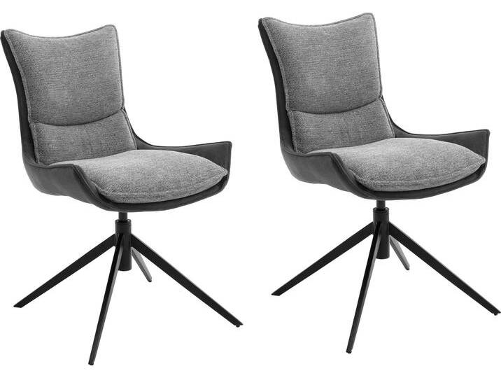 4-Fußstuhl MCA FURNITURE Kitami , grau (anthrazit, schwarz matt lackiert), B:57cm H:89cm T:66cm, Polyester, Stühle, Esszimmerstuhl drehbar 360 mit Nivellierung, Stoffbezug, bis 120 kg von MCA-furniture