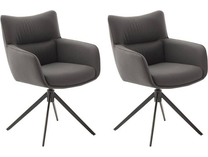 4-Fußstuhl MCA FURNITURE LIMONE , grau (anthrazit, schwarz matt lackiert), B:61cm H:88cm T:63cm, Leder, Stühle, (Set, 2 Stck), 360 drehbar, Belastbarkeit 120 kg, Sitzhöhe ca. 49 cm von MCA-furniture