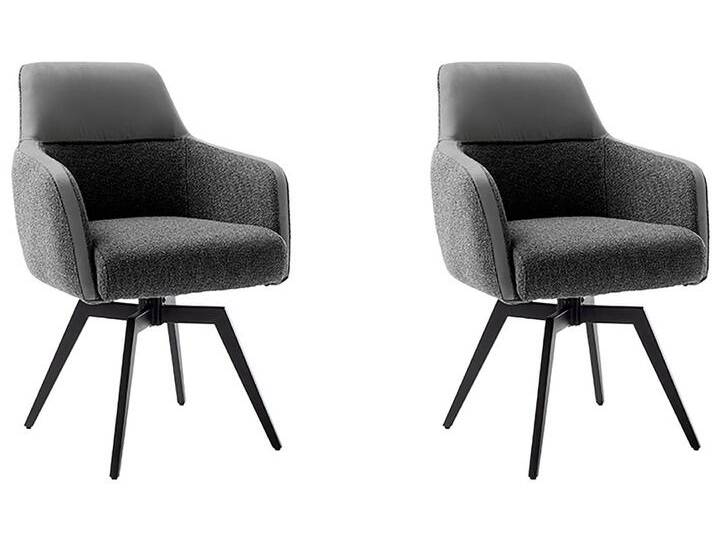 Armlehnstuhl MCA FURNITURE MILAGRO Esszimmerstuhl (2er Set) , grau (anthrazit, schwarz), B:63cm H:89cm T:64cm, Polyester, Stühle, 180 drehbar, Taschenfederkern, Metall, Vintagelook, belastbar 120 kg von MCA-furniture