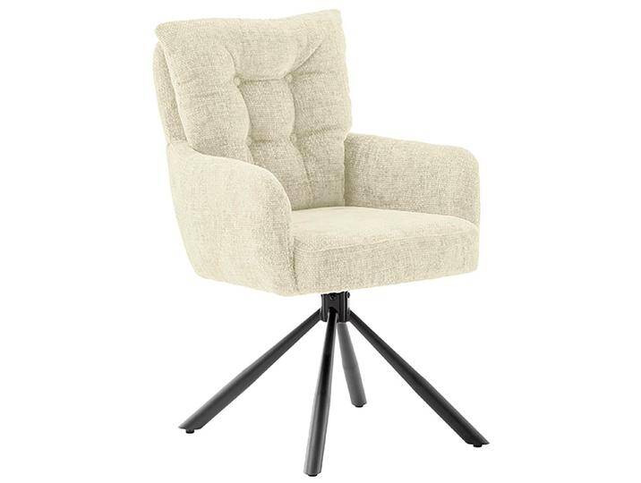 Armlehnstuhl MCA FURNITURE TULA Esszimmerstuhl (2er Set) - Stuhl , beige (creme, schwarz), B:61cm H:92cm T:67cm, Polyester, Stühle, 180 drehbar, Taschenfederkern,Metall,Strukturgewebe,belastbar 120 kg von MCA-furniture