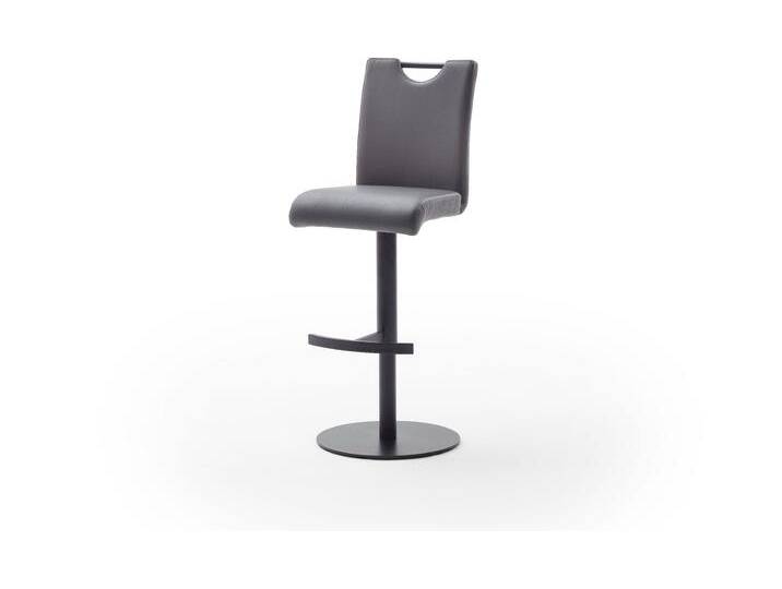 Bistrostuhl MCA FURNITURE ALESI Barstuhl Tresenstuhl Barhocker , grau (grau, schwarz lackiert), B:42cm H:91cm T:51cm, Kunstleder, Stühle, mit Rückenlehne, 360 drehbar, Sitzhöhe einstellbar von 56-81 cm von MCA-furniture