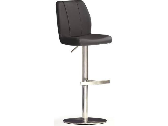 Bistrostuhl MCA FURNITURE BARBECOOL , schwarz (schwarz, edelstahl gebürstet), B:41cm H:89cm T:52cm, Leder, Stühle, mit Rückenlehne,Bodenplatte rund, 360 drehbar, Sitzhöhe von 56-81 cm von MCA-furniture
