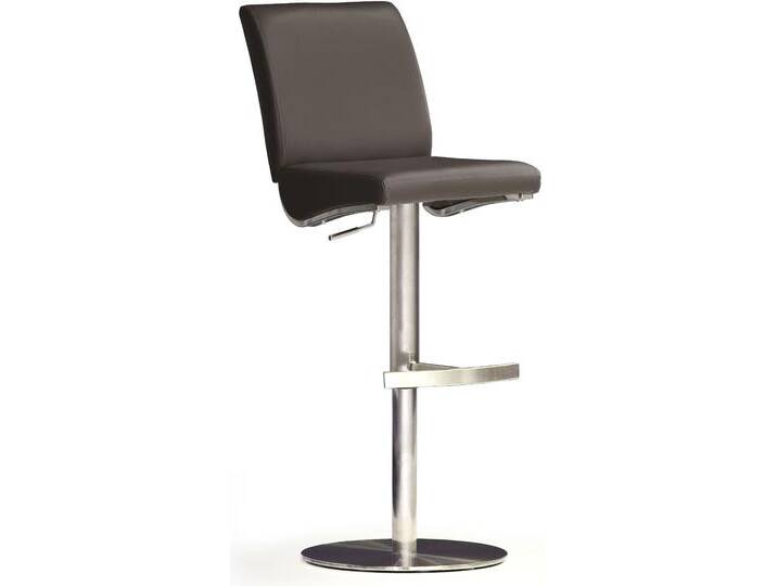 Bistrostuhl MCA FURNITURE BARBECOOL Barhocker Bistrostuhl Tresenhocker , braun (braun, edelstahl gebürstet), B:40cm H:87cm T:50cm, Leder, Stühle, mit Rückenlehne, Bodenplatte rund, 360 drehbar, Sitzhöhe von 55-80cm von MCA-furniture